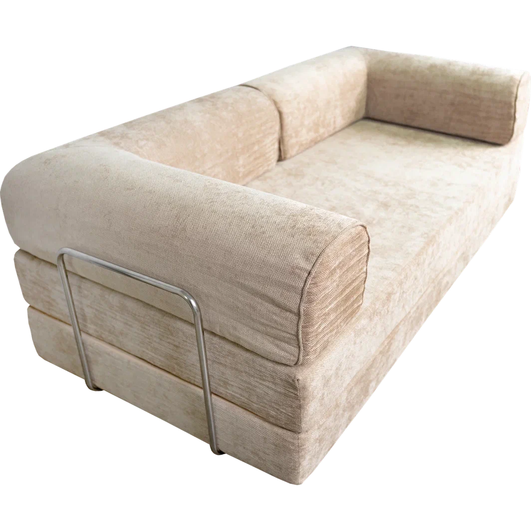 Диван бескаркасный (200×100×70 см), бежевый Chenille