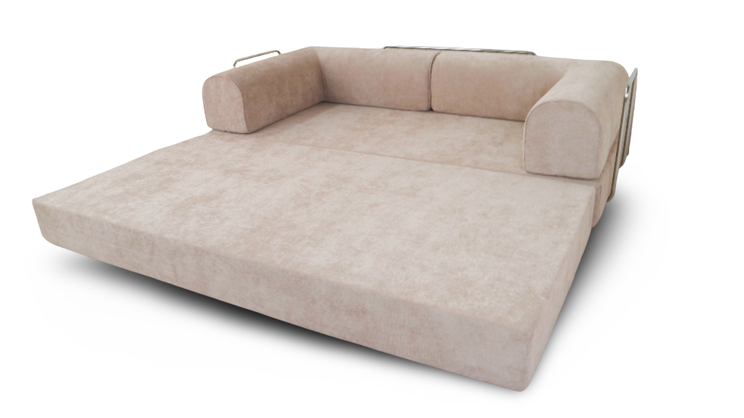 Диван бескаркасный (200×100×70 см), бежевый Chenille